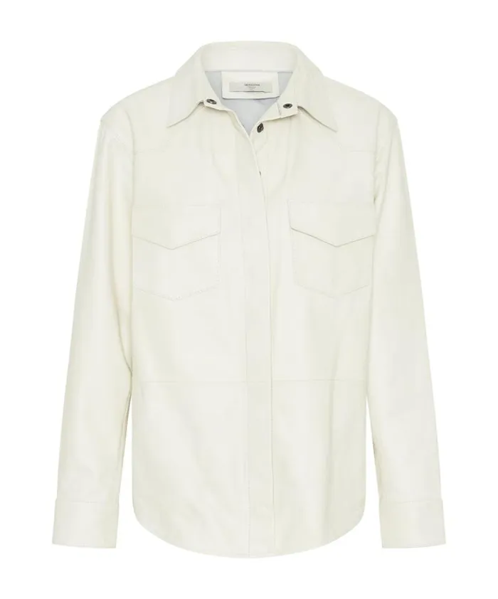 Women One Teaspoon Shirts ARIA LEATHER OVERSIZED SHACKET WHITE Women One Teaspoon Shirts ARIA LEATHER OVERSIZED SHACKET WHITE