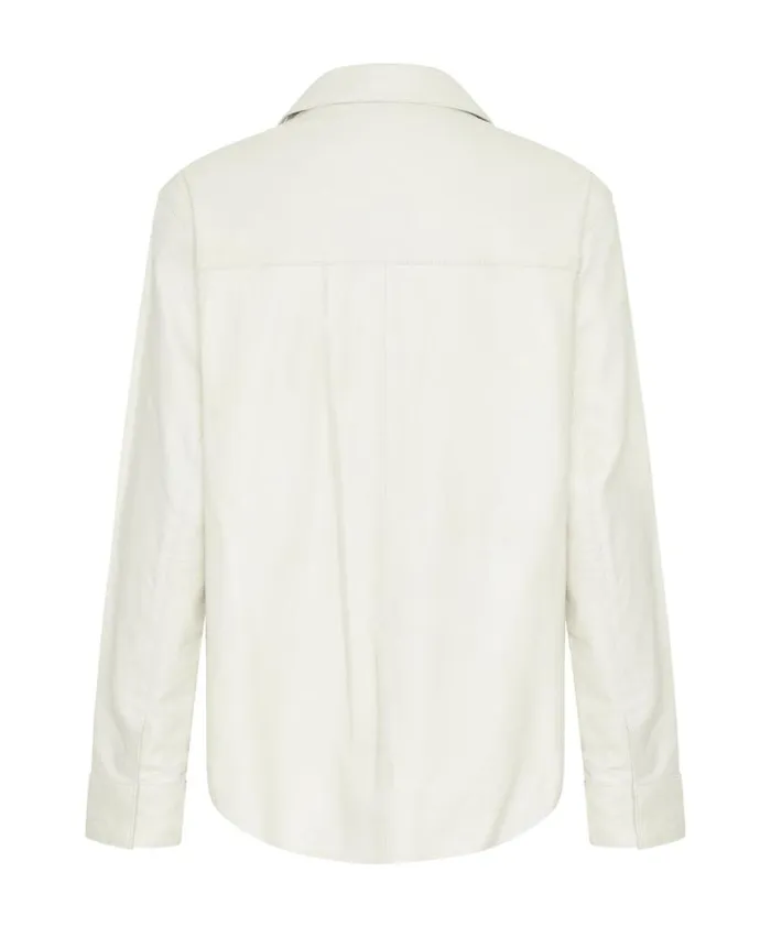 Women One Teaspoon Shirts ARIA LEATHER OVERSIZED SHACKET WHITE Women One Teaspoon Shirts ARIA LEATHER OVERSIZED SHACKET WHITE