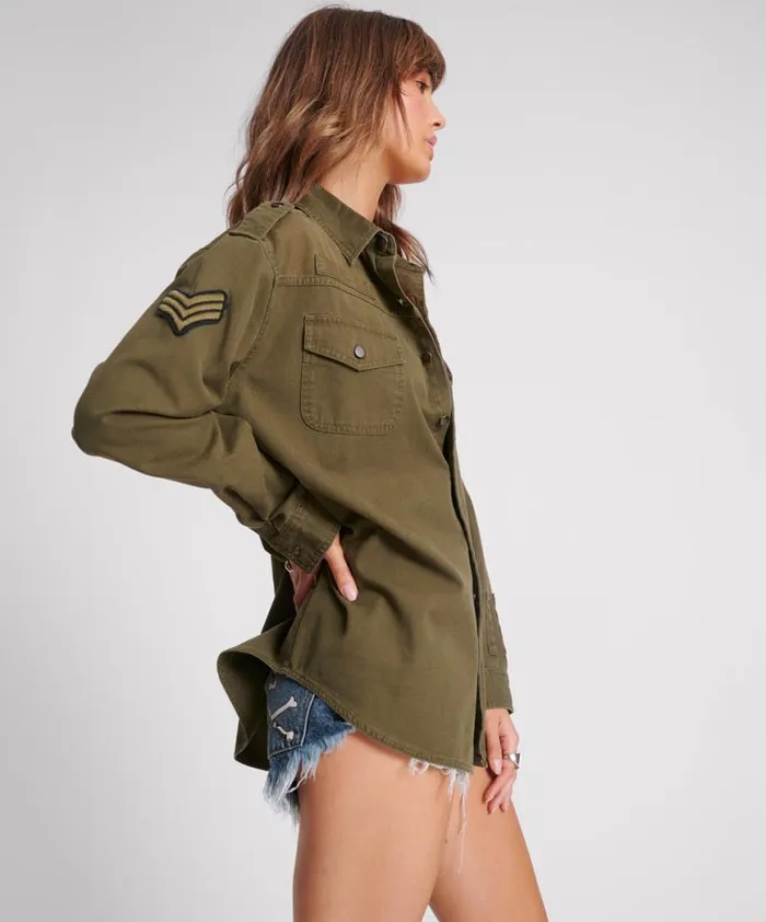 Women One Teaspoon Shirts AVIATOR EAGLE COTTON SHIRT Women One Teaspoon Shirts AVIATOR EAGLE COTTON SHIRT