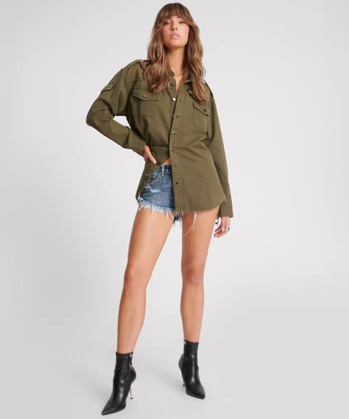Women One Teaspoon Shirts AVIATOR EAGLE COTTON SHIRT Women One Teaspoon Shirts AVIATOR EAGLE COTTON SHIRT