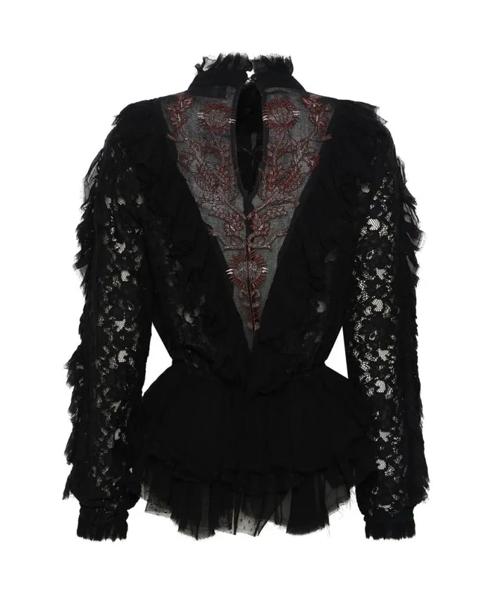 Women One Teaspoon Shirts AWAKENED EMBROIDERED LONGSLEEVE TOP Women One Teaspoon Shirts AWAKENED EMBROIDERED LONGSLEEVE TOP
