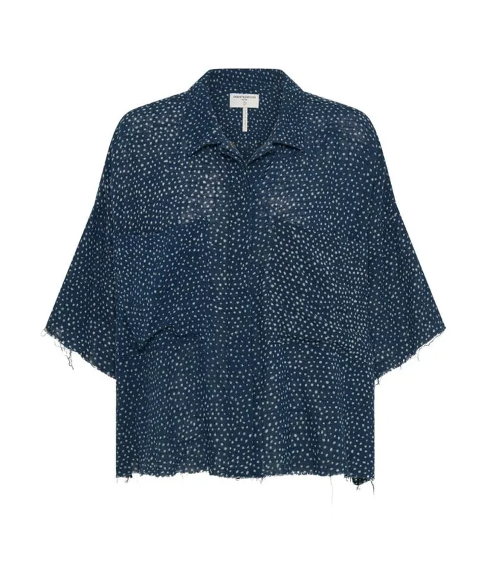 Women One Teaspoon Shirts BATIK SPOT HAND DYED MUSLIN CROPPED SHIRT Women One Teaspoon Shirts BATIK SPOT HAND DYED MUSLIN CROPPED SHIRT