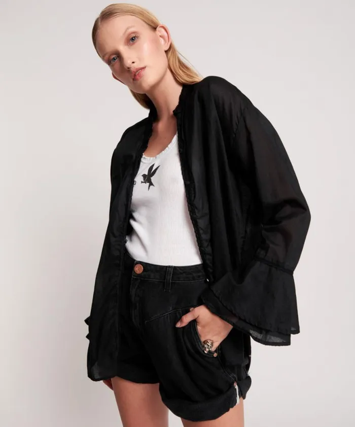 Women One Teaspoon Shirts BLACK VOILE FANTASIE SHIRT Women One Teaspoon Shirts BLACK VOILE FANTASIE SHIRT