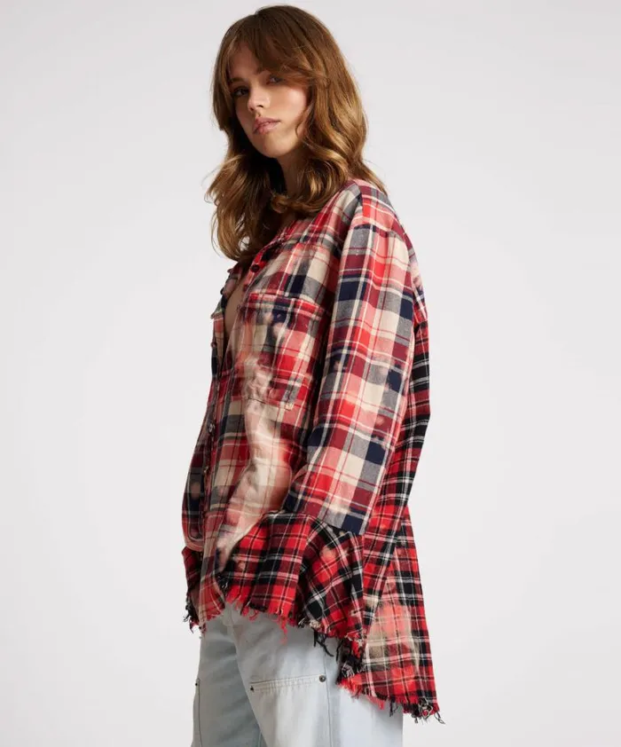 Women One Teaspoon Shirts BLEACHED CHECK FANTASIE SHIRT Women One Teaspoon Shirts BLEACHED CHECK FANTASIE SHIRT