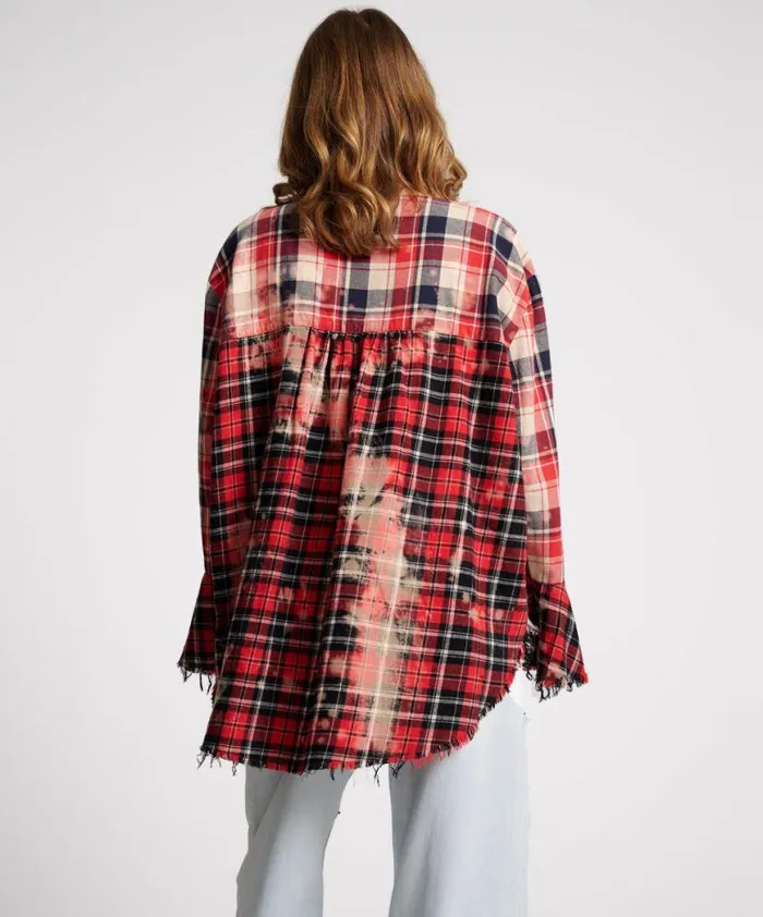 Women One Teaspoon Shirts BLEACHED CHECK FANTASIE SHIRT Women One Teaspoon Shirts BLEACHED CHECK FANTASIE SHIRT
