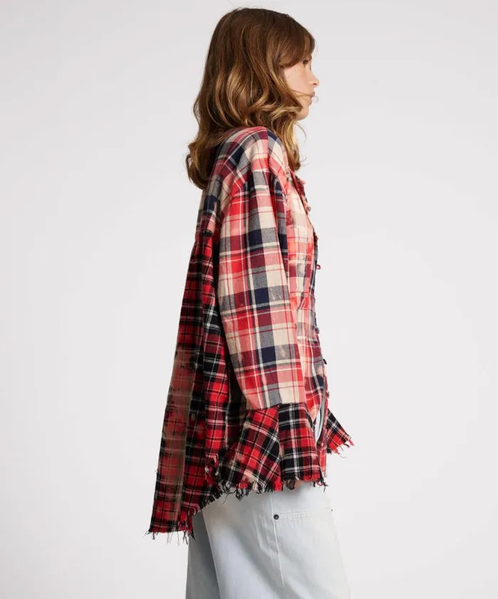 Women One Teaspoon Shirts BLEACHED CHECK FANTASIE SHIRT Women One Teaspoon Shirts BLEACHED CHECK FANTASIE SHIRT