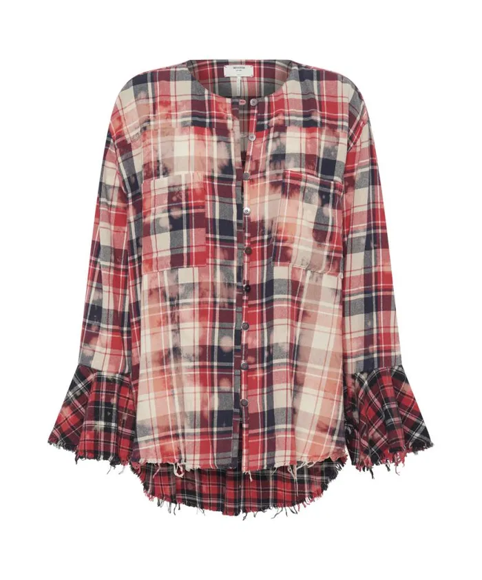 Women One Teaspoon Shirts BLEACHED CHECK FANTASIE SHIRT Women One Teaspoon Shirts BLEACHED CHECK FANTASIE SHIRT