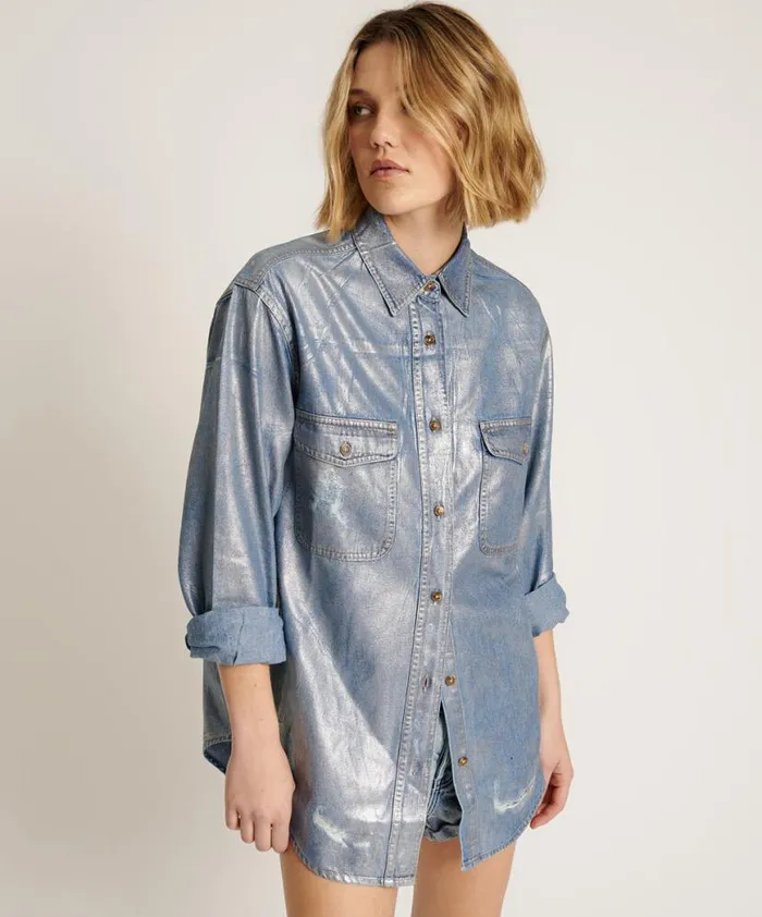 Women One Teaspoon Shirts BLUE FUTURE EVERYDAY DENIM SHIRT Women One Teaspoon Shirts BLUE FUTURE EVERYDAY DENIM SHIRT