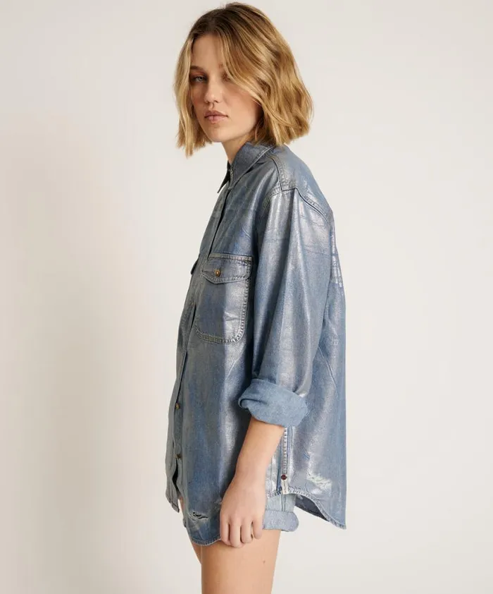 Women One Teaspoon Shirts BLUE FUTURE EVERYDAY DENIM SHIRT Women One Teaspoon Shirts BLUE FUTURE EVERYDAY DENIM SHIRT