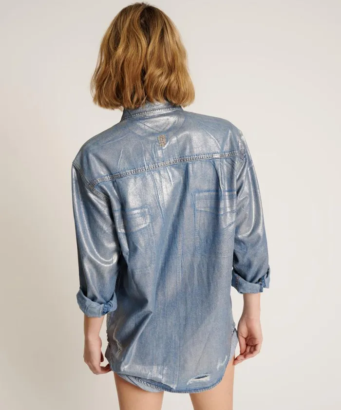 Women One Teaspoon Shirts BLUE FUTURE EVERYDAY DENIM SHIRT Women One Teaspoon Shirts BLUE FUTURE EVERYDAY DENIM SHIRT