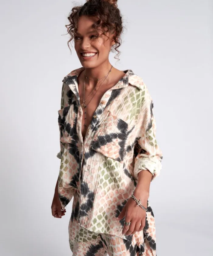 Women One Teaspoon Shirts BOA LONGLINE SHIRT Women One Teaspoon Shirts BOA LONGLINE SHIRT