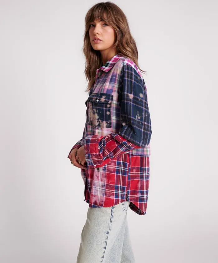 Women One Teaspoon Shirts BUTTON OFF DISTRESSED FLANNEL SHIRT Women One Teaspoon Shirts BUTTON OFF DISTRESSED FLANNEL SHIRT