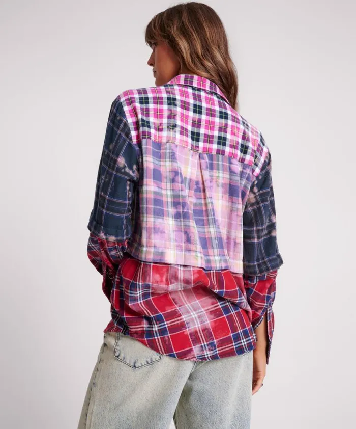Women One Teaspoon Shirts BUTTON OFF DISTRESSED FLANNEL SHIRT Women One Teaspoon Shirts BUTTON OFF DISTRESSED FLANNEL SHIRT