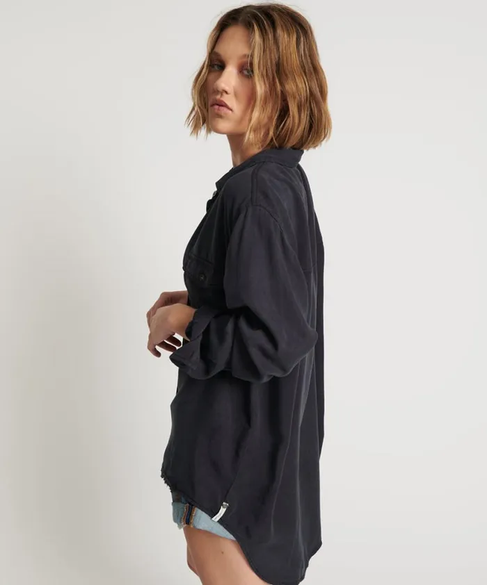 Women One Teaspoon Shirts CHARCOAL CUT OFF ORIGINAL LIBERTY SHIRT Women One Teaspoon Shirts CHARCOAL CUT OFF ORIGINAL LIBERTY SHIRT