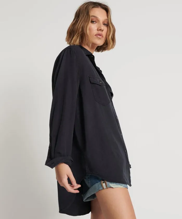 Women One Teaspoon Shirts CHARCOAL CUT OFF ORIGINAL LIBERTY SHIRT Women One Teaspoon Shirts CHARCOAL CUT OFF ORIGINAL LIBERTY SHIRT