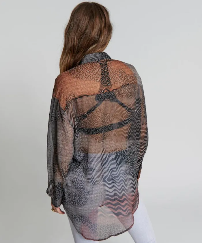Women One Teaspoon Shirts DILEMA SHEER UTILITY SHIRT Women One Teaspoon Shirts DILEMA SHEER UTILITY SHIRT