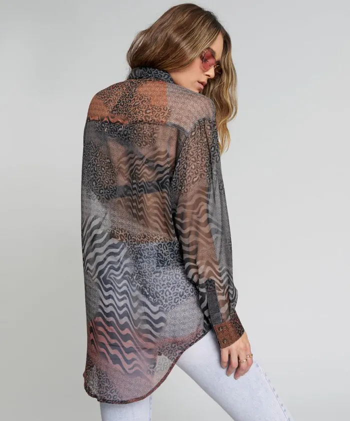 Women One Teaspoon Shirts DILEMA SHEER UTILITY SHIRT Women One Teaspoon Shirts DILEMA SHEER UTILITY SHIRT