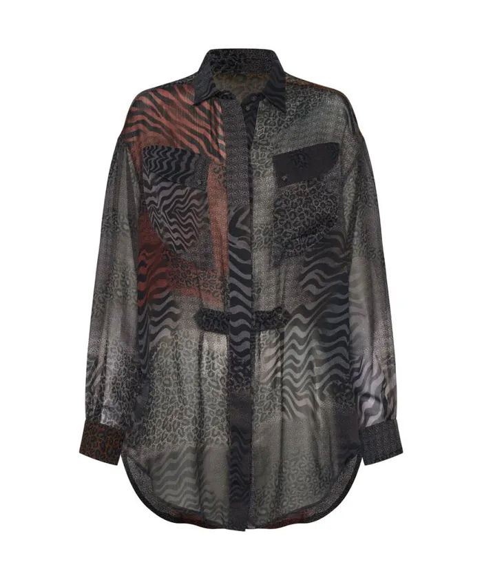 Women One Teaspoon Shirts DILEMA SHEER UTILITY SHIRT Women One Teaspoon Shirts DILEMA SHEER UTILITY SHIRT