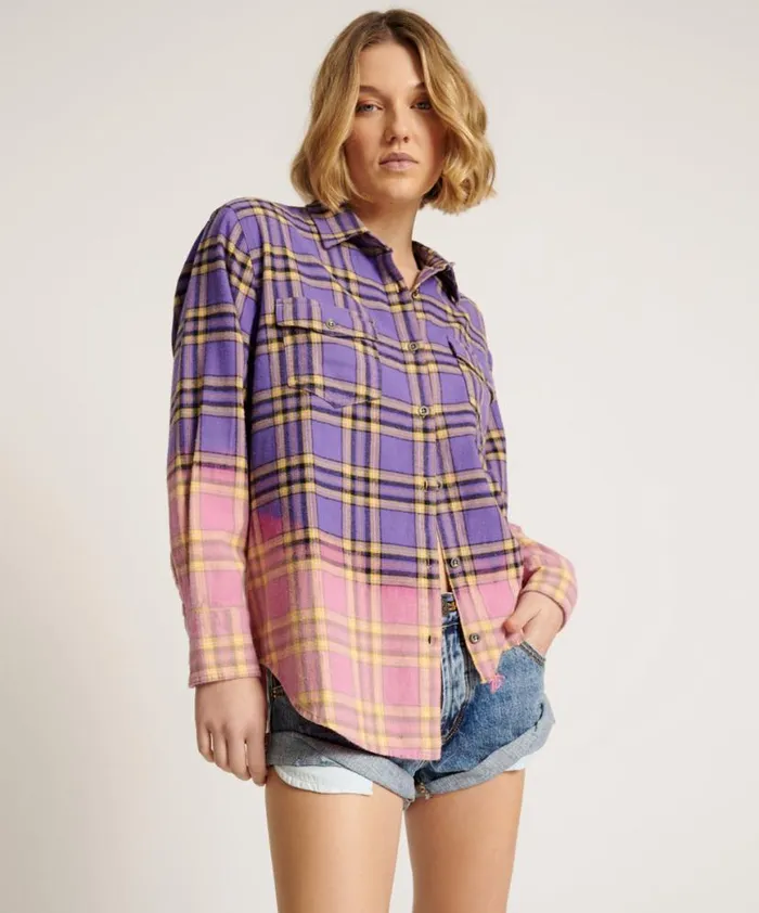 Women One Teaspoon Shirts DIP DYE FLANNEL LIBERTY SHIRT Women One Teaspoon Shirts DIP DYE FLANNEL LIBERTY SHIRT