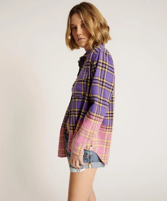 Women One Teaspoon Shirts DIP DYE FLANNEL LIBERTY SHIRT Women One Teaspoon Shirts DIP DYE FLANNEL LIBERTY SHIRT