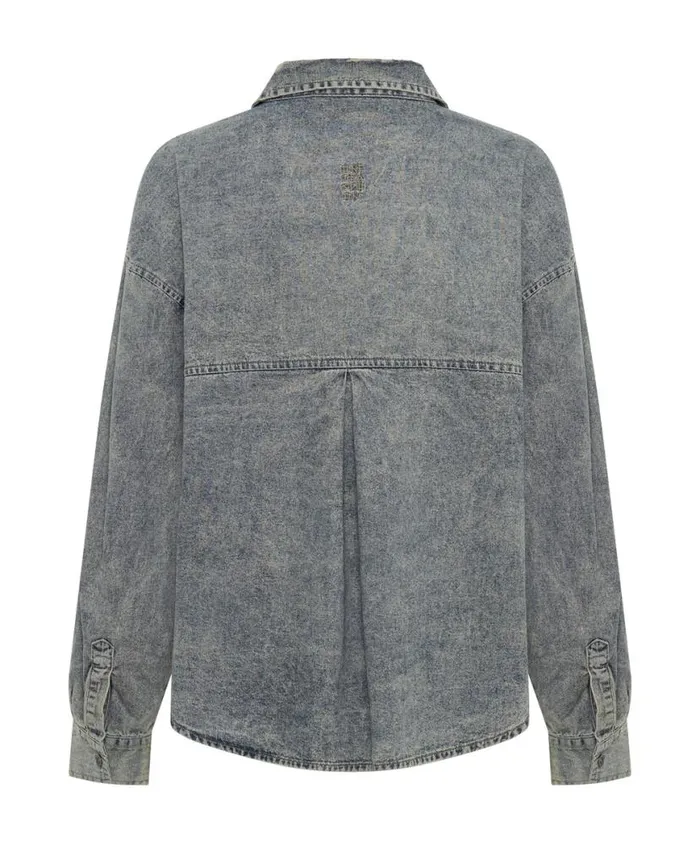 Women One Teaspoon Shirts DIRTY BLUE OVERSIZED DENIM WESTERN SHIRT Women One Teaspoon Shirts DIRTY BLUE OVERSIZED DENIM WESTERN SHIRT