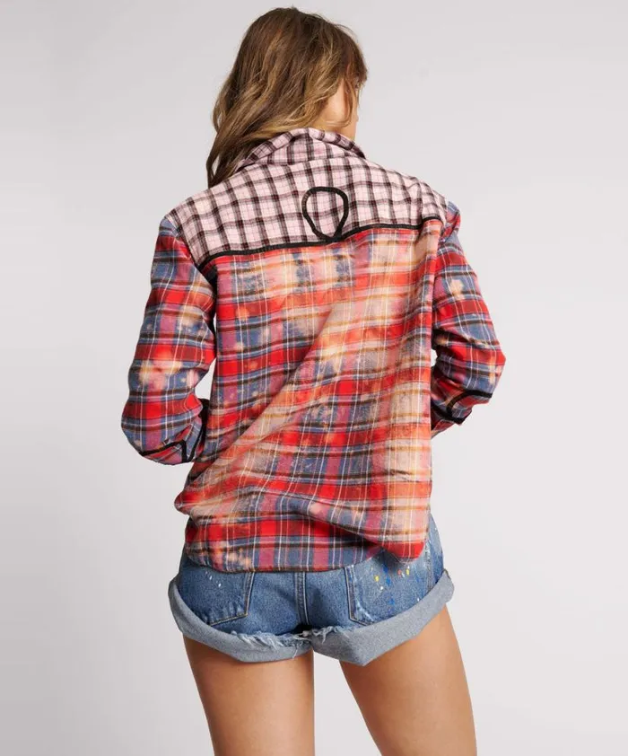 Women One Teaspoon Shirts DISTRESSED FLANNEL WESTERN SHIRT Women One Teaspoon Shirts DISTRESSED FLANNEL WESTERN SHIRT