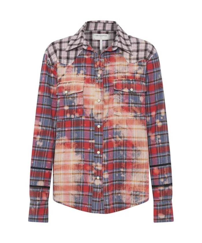 Women One Teaspoon Shirts DISTRESSED FLANNEL WESTERN SHIRT Women One Teaspoon Shirts DISTRESSED FLANNEL WESTERN SHIRT