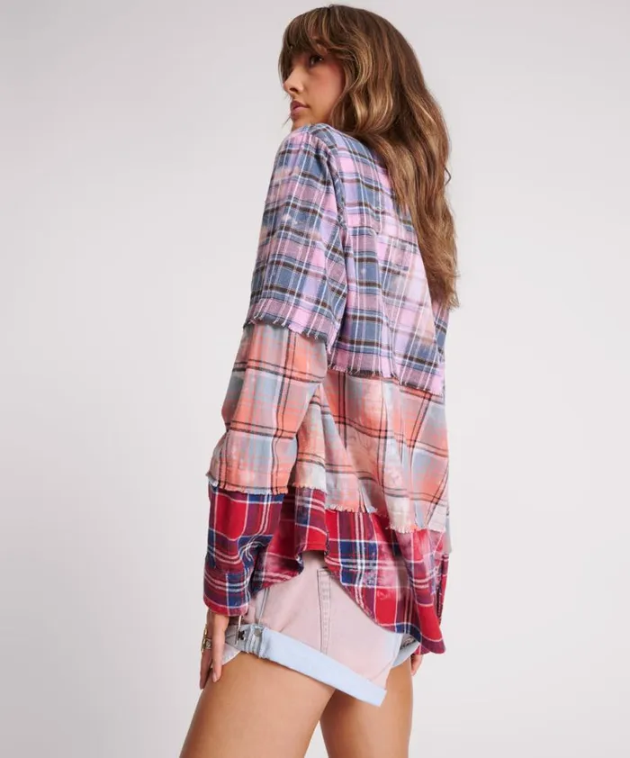 Women One Teaspoon Shirts DISTRESSED MIXED FLANNEL SHIRT Women One Teaspoon Shirts DISTRESSED MIXED FLANNEL SHIRT