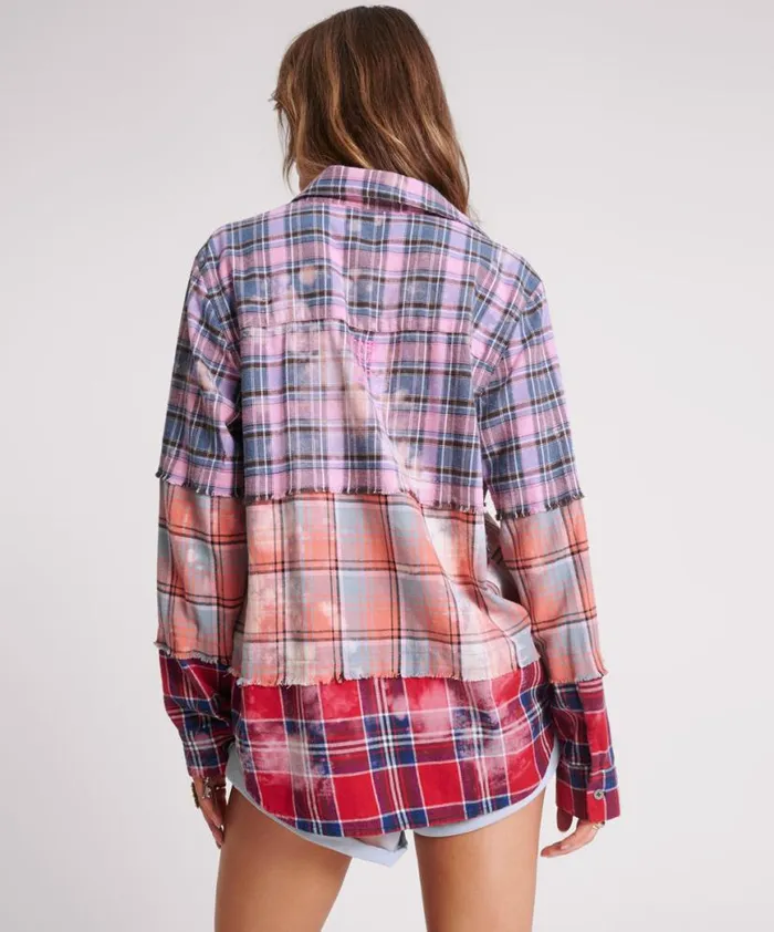 Women One Teaspoon Shirts DISTRESSED MIXED FLANNEL SHIRT Women One Teaspoon Shirts DISTRESSED MIXED FLANNEL SHIRT