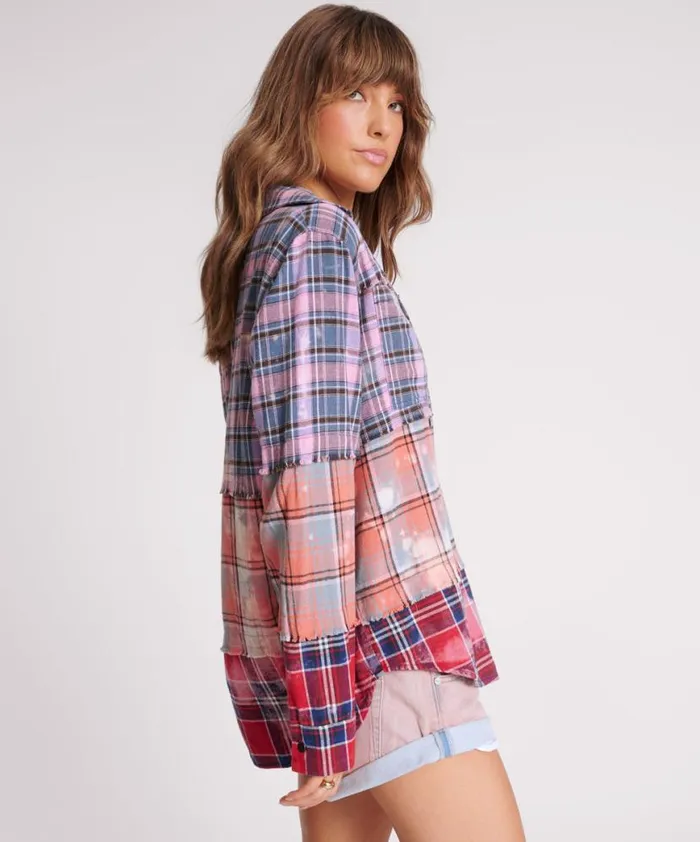 Women One Teaspoon Shirts DISTRESSED MIXED FLANNEL SHIRT Women One Teaspoon Shirts DISTRESSED MIXED FLANNEL SHIRT