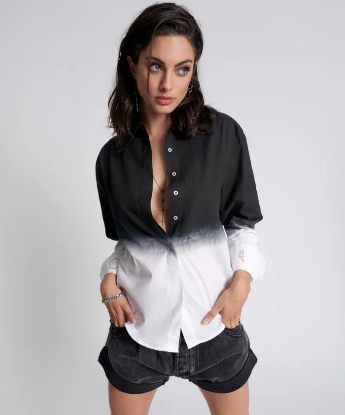 Women One Teaspoon Shirts FADE OUT TUXEDO SHIRT Women One Teaspoon Shirts FADE OUT TUXEDO SHIRT