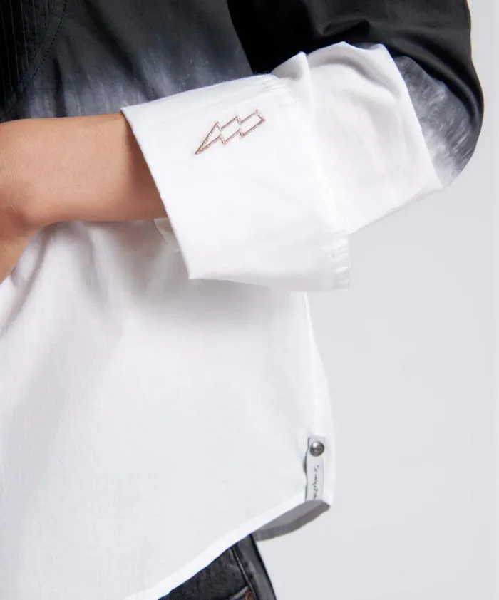 Women One Teaspoon Shirts FADE OUT TUXEDO SHIRT Women One Teaspoon Shirts FADE OUT TUXEDO SHIRT