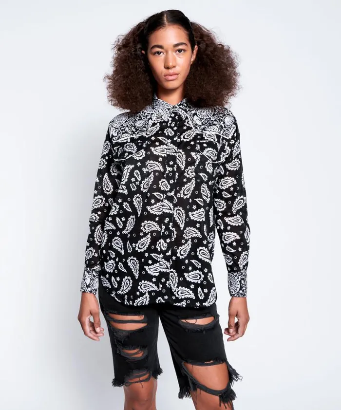 Women One Teaspoon Shirts HAND BATIK PAISLEY WESTERN SHIRT