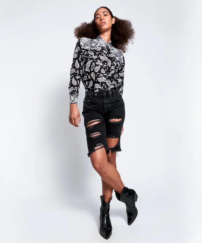 Women One Teaspoon Shirts HAND BATIK PAISLEY WESTERN SHIRT Women One Teaspoon Shirts HAND BATIK PAISLEY WESTERN SHIRT