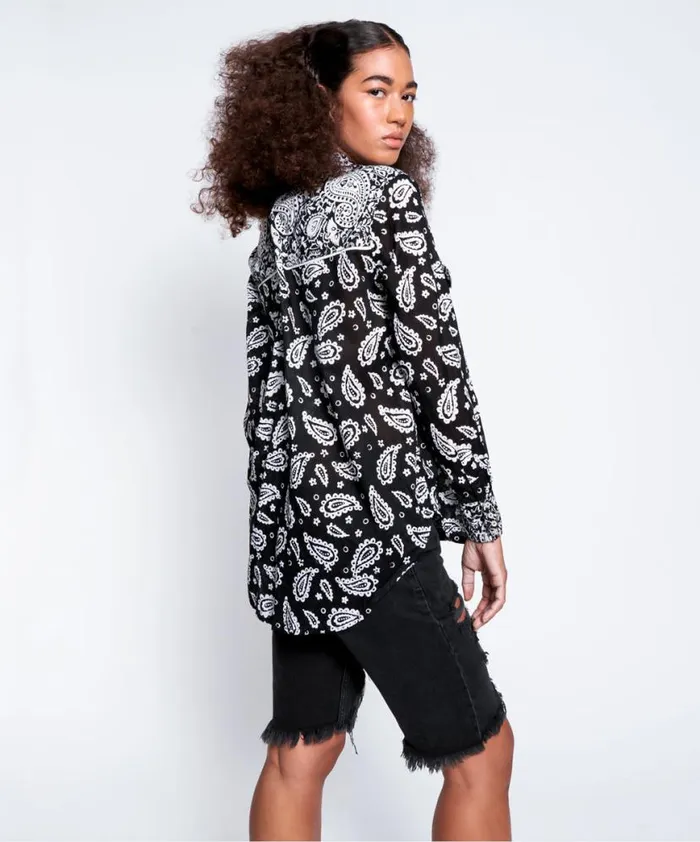 Women One Teaspoon Shirts HAND BATIK PAISLEY WESTERN SHIRT Women One Teaspoon Shirts HAND BATIK PAISLEY WESTERN SHIRT