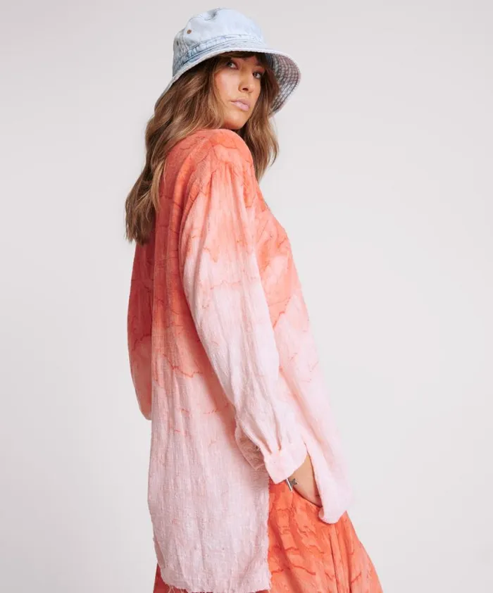Women One Teaspoon Shirts HAND PAINTED SUNSET MUSLIN LONGLINE SHIRT Women One Teaspoon Shirts HAND PAINTED SUNSET MUSLIN LONGLINE SHIRT