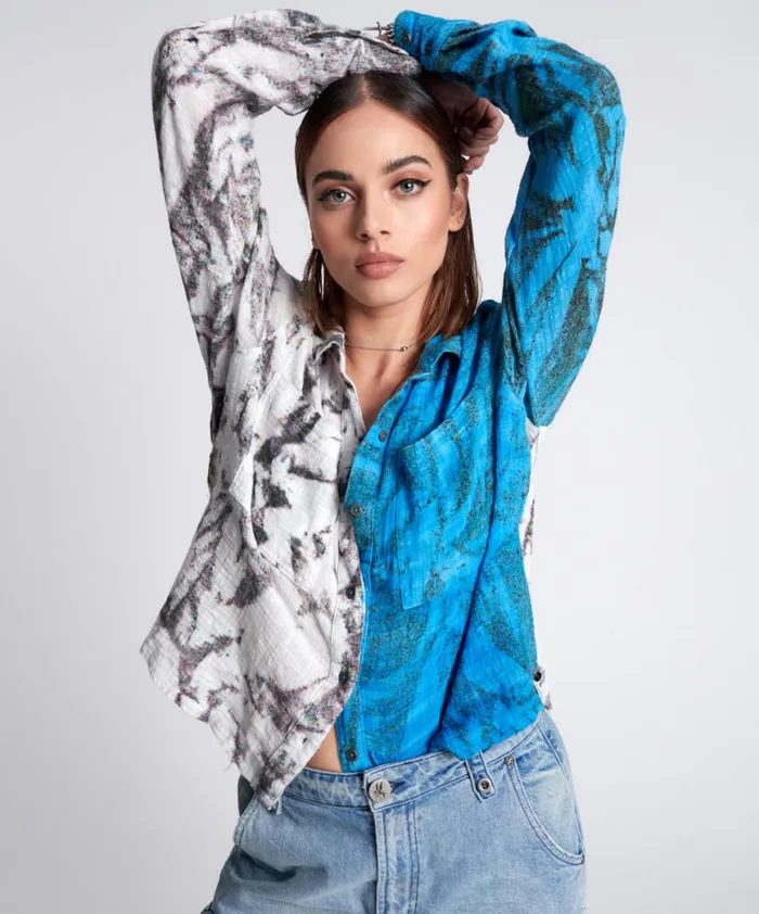 Women One Teaspoon Shirts HAND PRINTED CHROMATIC SHIRT