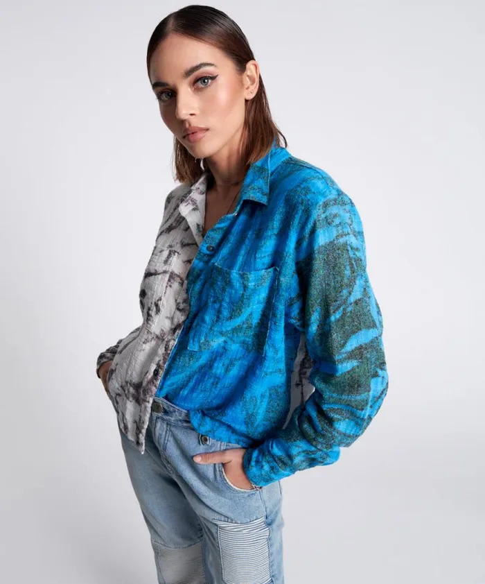 Women One Teaspoon Shirts HAND PRINTED CHROMATIC SHIRT