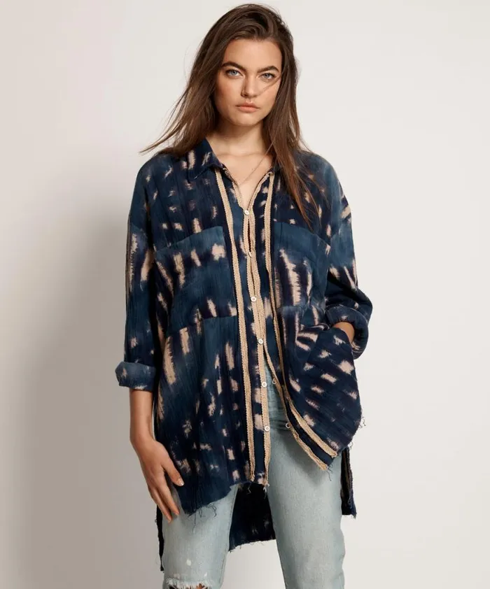 Women One Teaspoon Shirts HAND TIE DYE SANTORINI SHIRT
