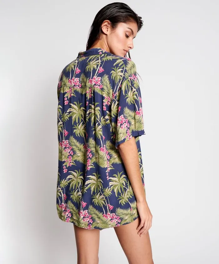 Women One Teaspoon Shirts HAWAIIAN SHIRT BLUE Women One Teaspoon Shirts HAWAIIAN SHIRT BLUE