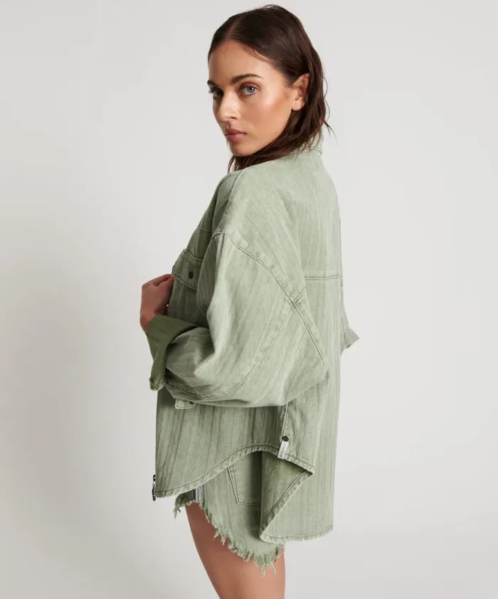 Women One Teaspoon Shirts KHAKI LOGO JACQUARD DARIA SHACKET Women One Teaspoon Shirts KHAKI LOGO JACQUARD DARIA SHACKET