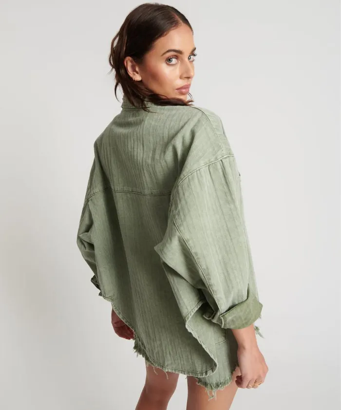 Women One Teaspoon Shirts KHAKI LOGO JACQUARD DARIA SHACKET Women One Teaspoon Shirts KHAKI LOGO JACQUARD DARIA SHACKET
