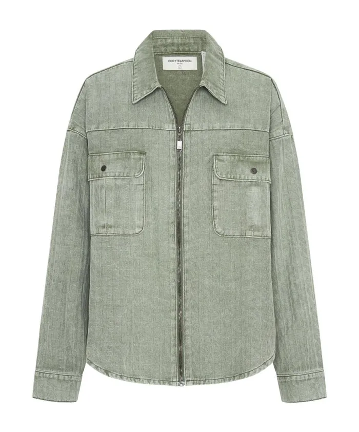 Women One Teaspoon Shirts KHAKI LOGO JACQUARD DARIA SHACKET Women One Teaspoon Shirts KHAKI LOGO JACQUARD DARIA SHACKET