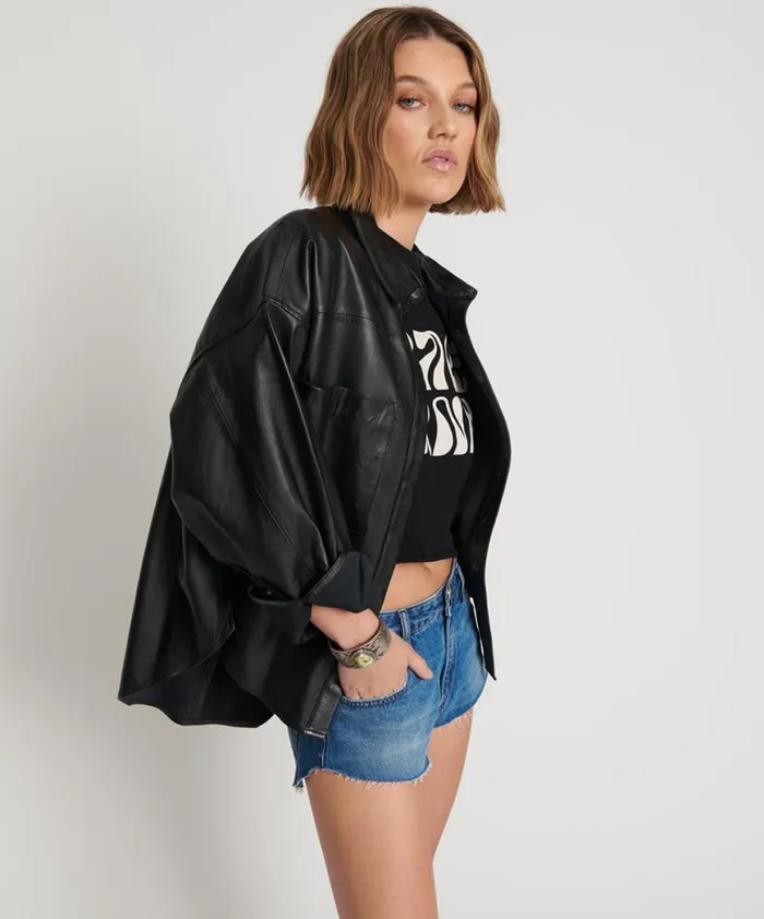 Women One Teaspoon Shirts LAST KISS LEATHER DARIA SHACKET Women One Teaspoon Shirts LAST KISS LEATHER DARIA SHACKET