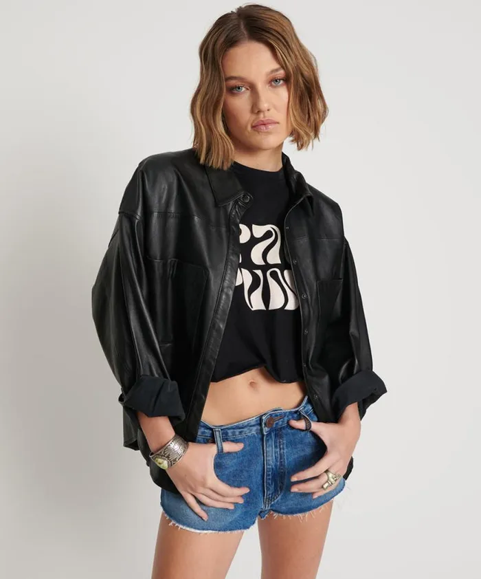 Women One Teaspoon Shirts LAST KISS LEATHER DARIA SHACKET Women One Teaspoon Shirts LAST KISS LEATHER DARIA SHACKET