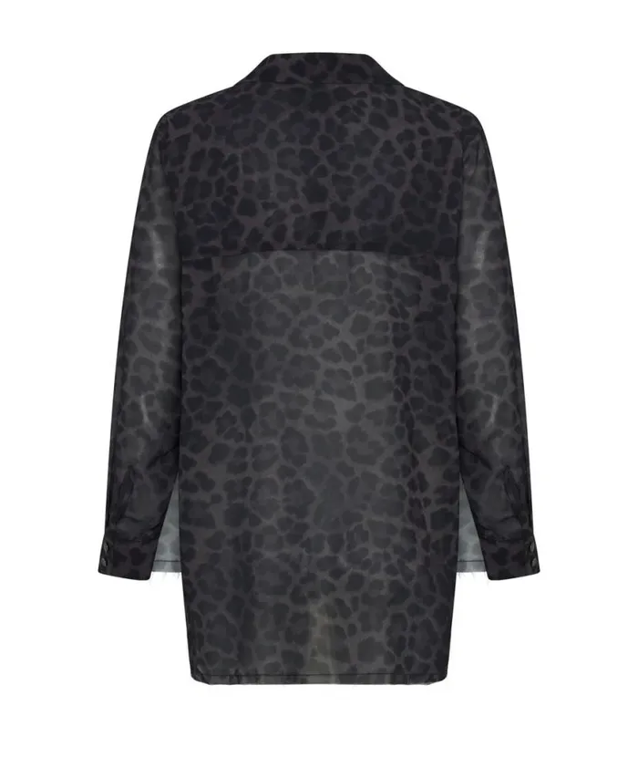 Women One Teaspoon Shirts LEOPARD CHIFFON LONGLINE SHIRT Women One Teaspoon Shirts LEOPARD CHIFFON LONGLINE SHIRT