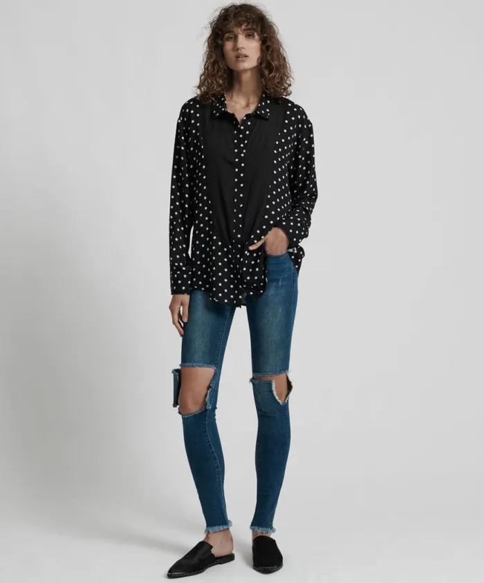 Women One Teaspoon Shirts LEXINGTON TUXEDO SHIRT