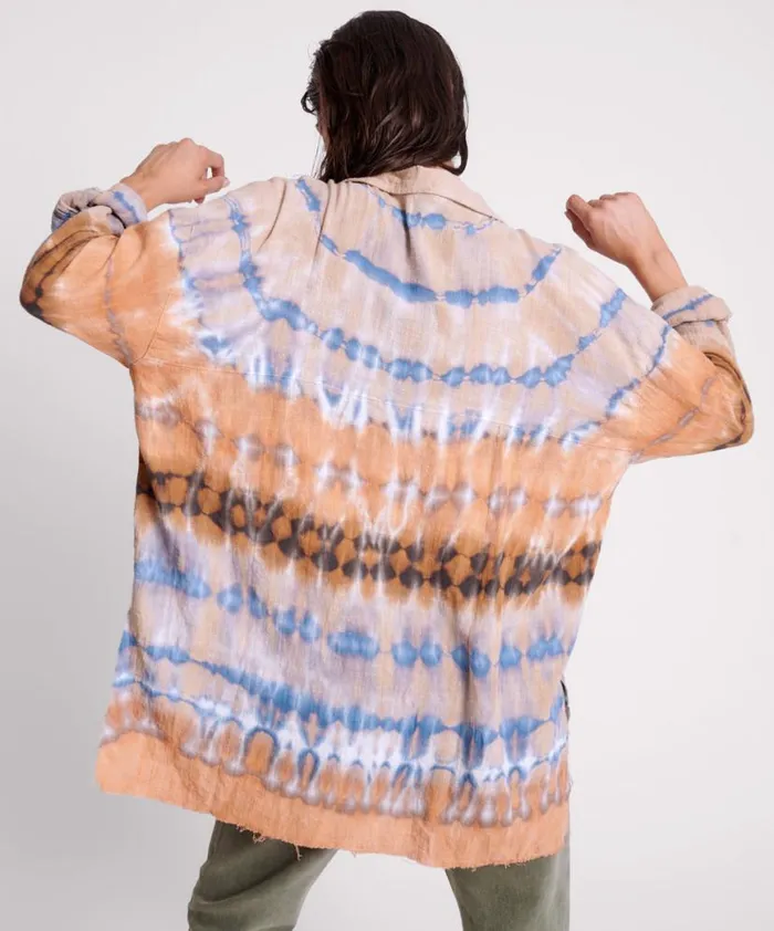 Women One Teaspoon Shirts MIRAGE HAND TIE DYED MUSLIN LONG LINE SHIRT Women One Teaspoon Shirts MIRAGE HAND TIE DYED MUSLIN LONG LINE SHIRT