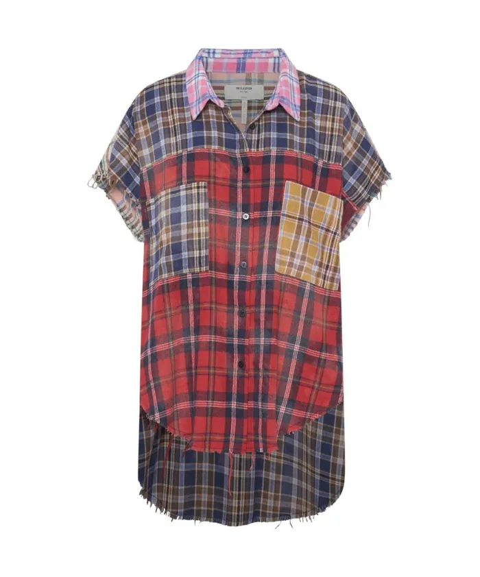 Women One Teaspoon Shirts MIXED FLANNEL CUT OFF DARIA SHIRT Women One Teaspoon Shirts MIXED FLANNEL CUT OFF DARIA SHIRT