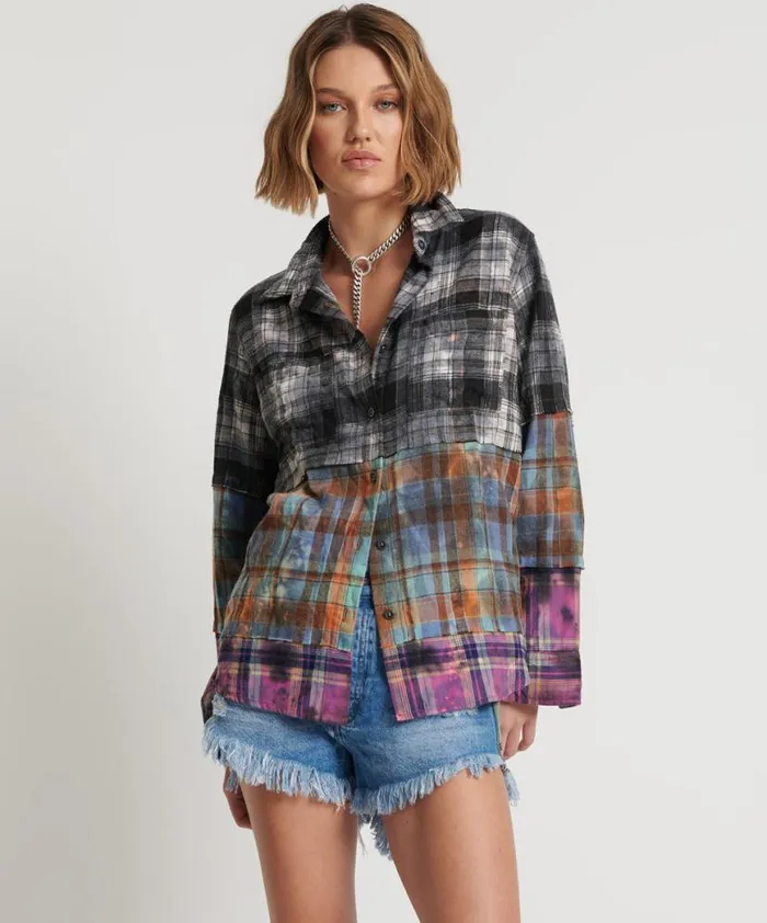 Women One Teaspoon Shirts MIXED FLANNEL SHIRT